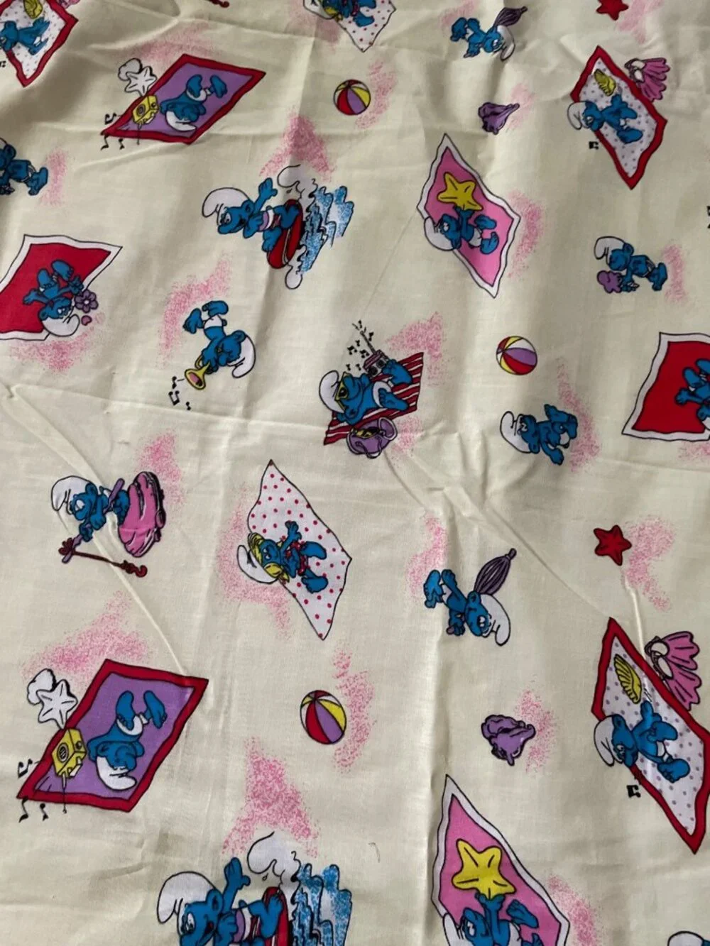 Vintage 1981 Smurfs Curtain Set By Wallace Berrie 45
